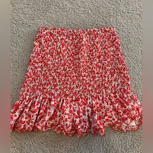 Vero Moda Red Floral A-Line Skirt